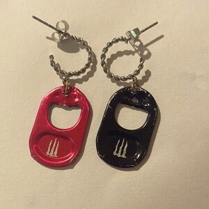 Stylish Red and Black Tab Earrings